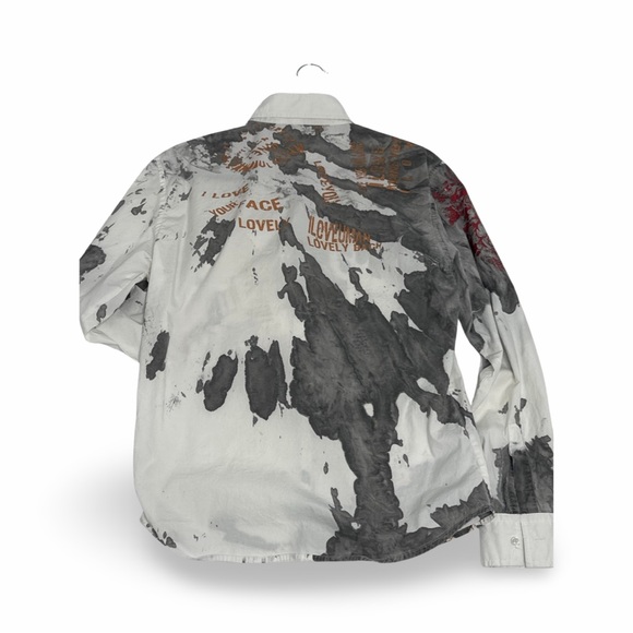 Vizzini long sleeve dress shirt icebreaker graffiti print sz M - Picture 9 of 9